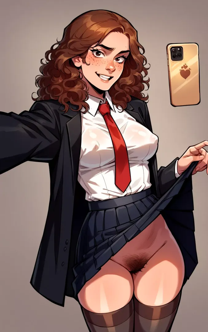 Hermione participating in the 'Wingardium Leviosa Selfie' Challenge.