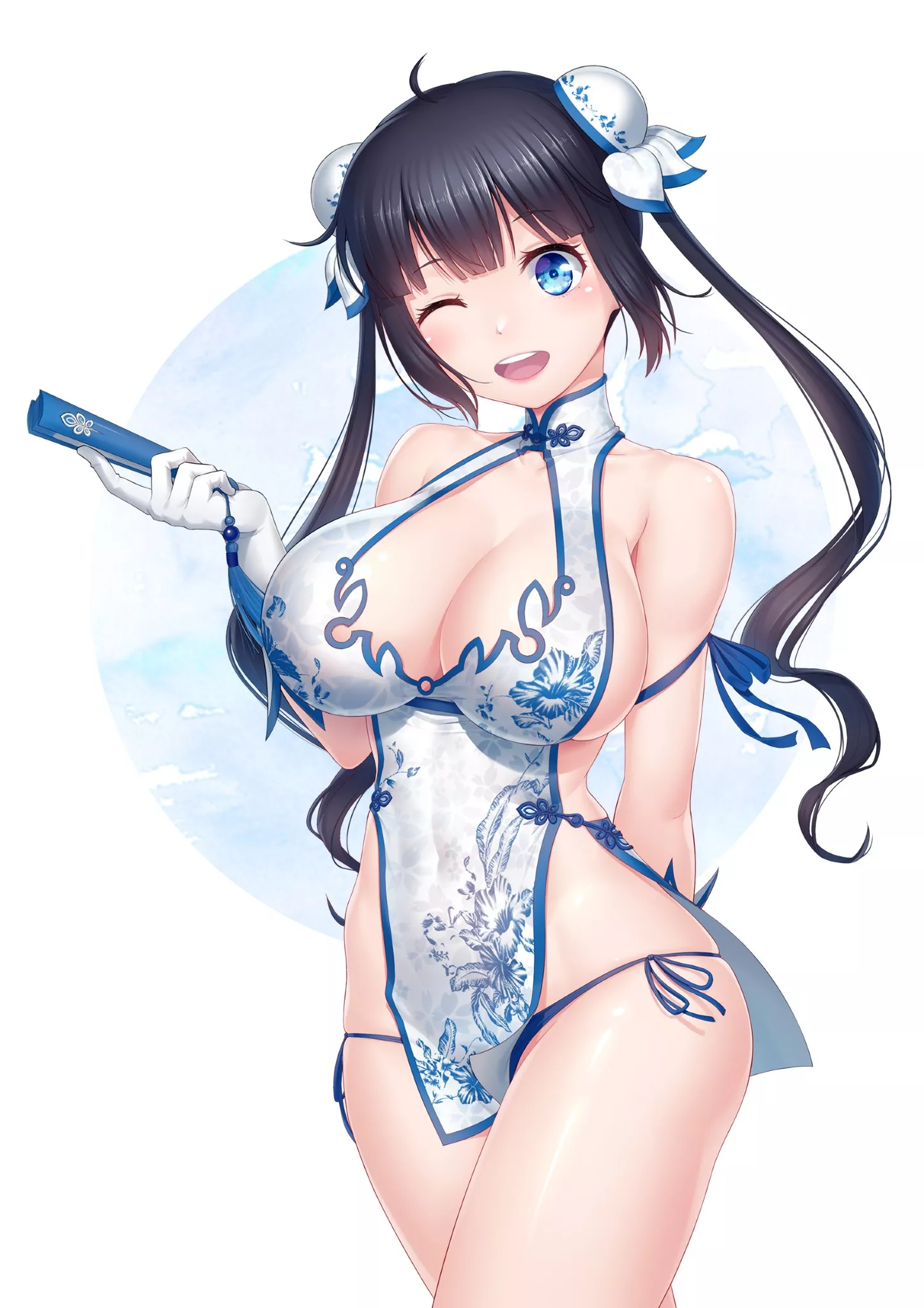 Hestia on a Chinese dress (By AnarchOJS) [Is It Wrong to Try to Pick Up Girls in a Dungeon?]