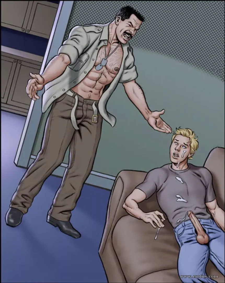 His muscular bisexual soldier dad was mad after seeing his son satisfied and made a horrible mess (Joshman)