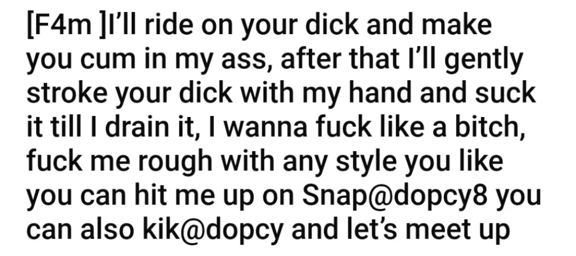 Hit her up on Snapchat or Kik for hookups