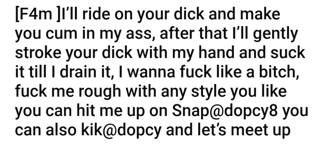 Hit her up on Snapchat or Kik for hookups