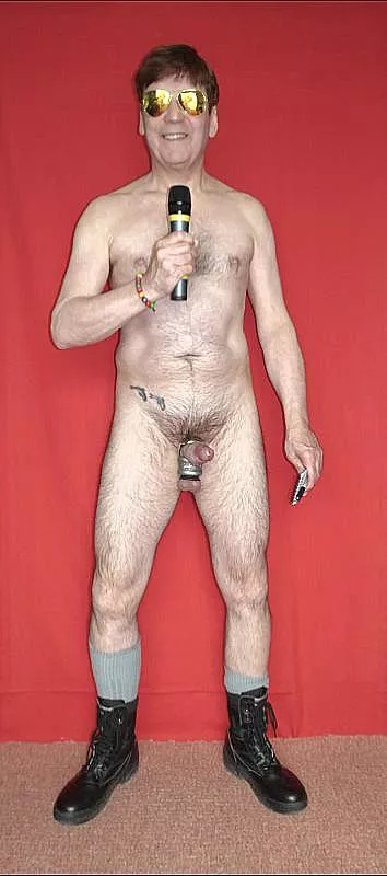 Hosting the cabaret show in my naked costume. Needless to say it went down very well with a very appreciative audience.