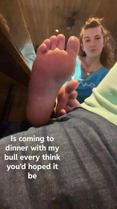 How about I give him a foot job and you clean up my feet after or maybe he’ll let you suck him while I do it