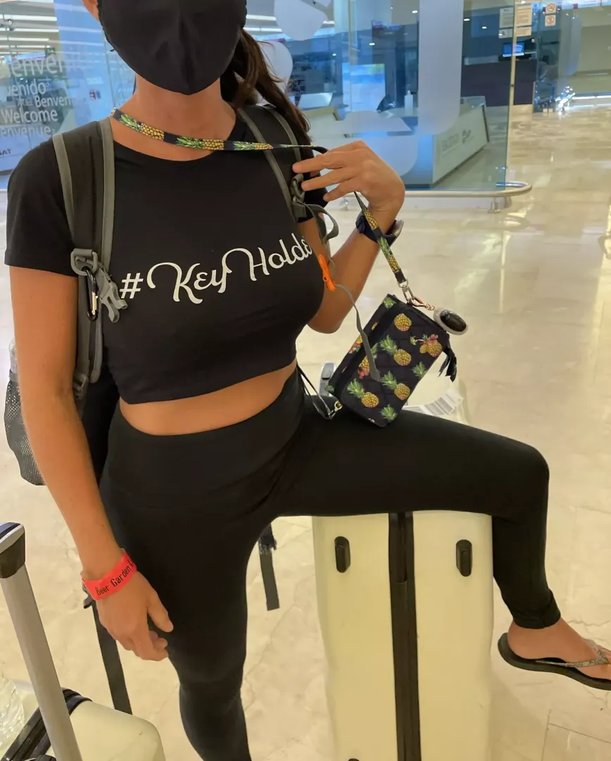 Hubby can't believe I'm wearing this shirt on our flight to see u/hunginla88 Do you Think I should make hubby go through the x-ray with his metal cage on?