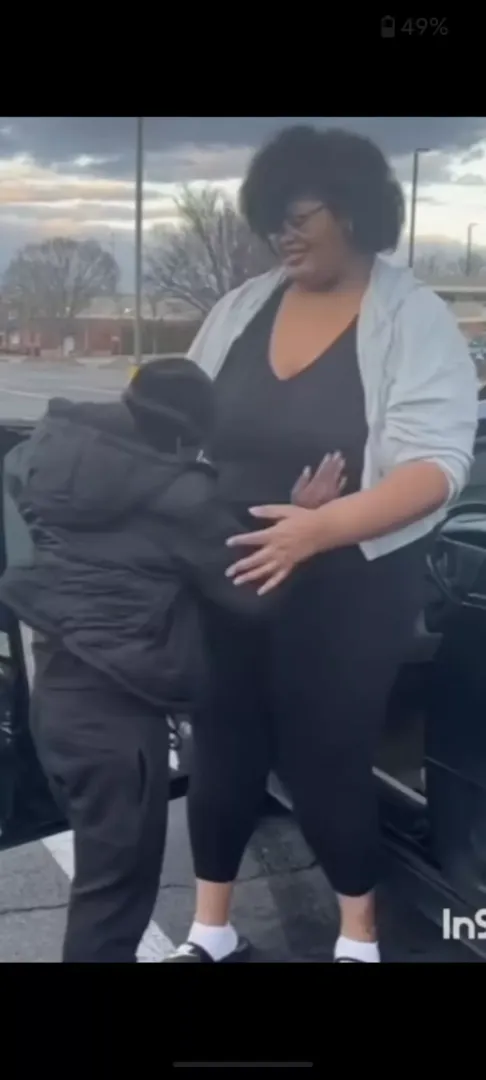 Huge woman with her little puny bf