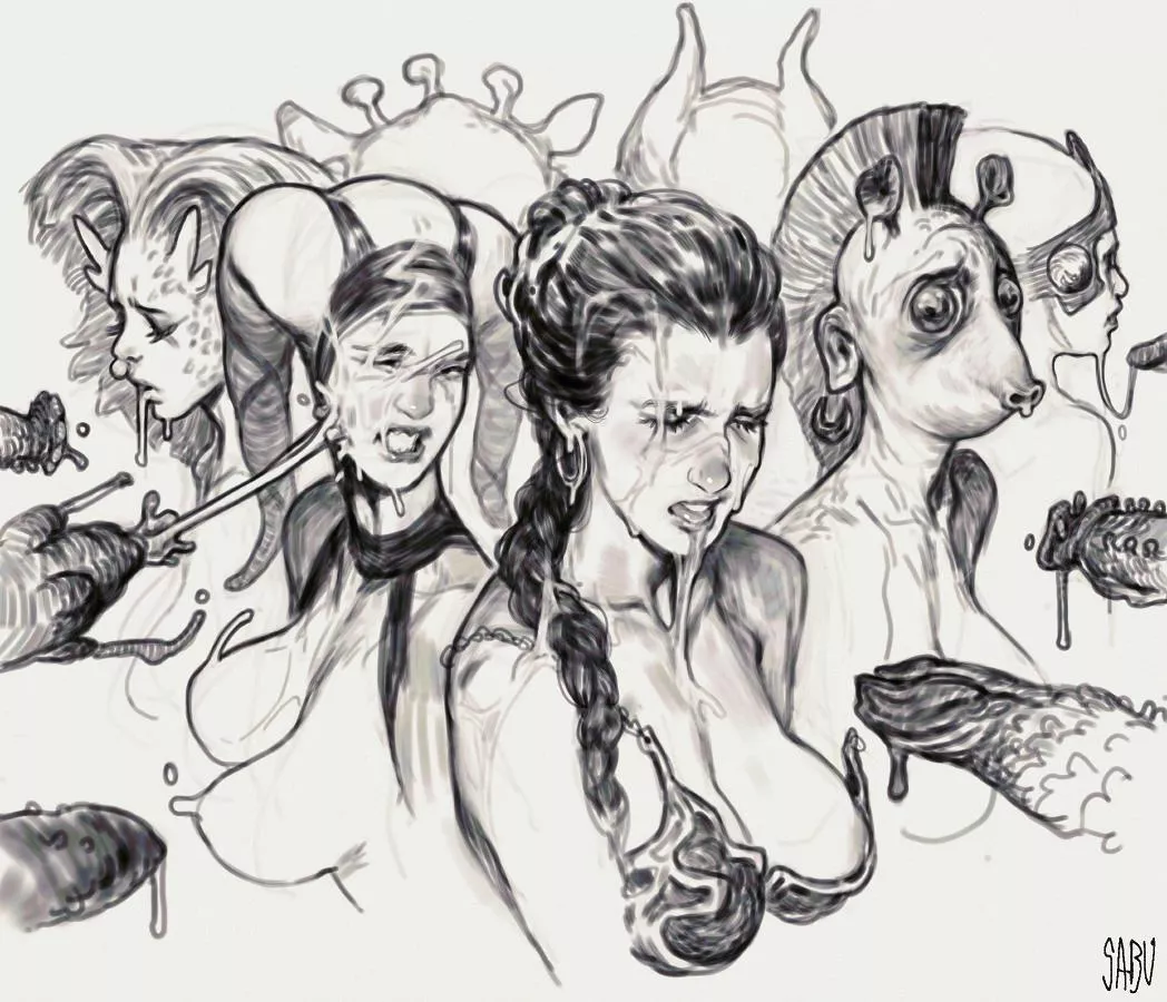Hutt Slayer Leia and her fellow slaves (The Sabu/SexArcade) 