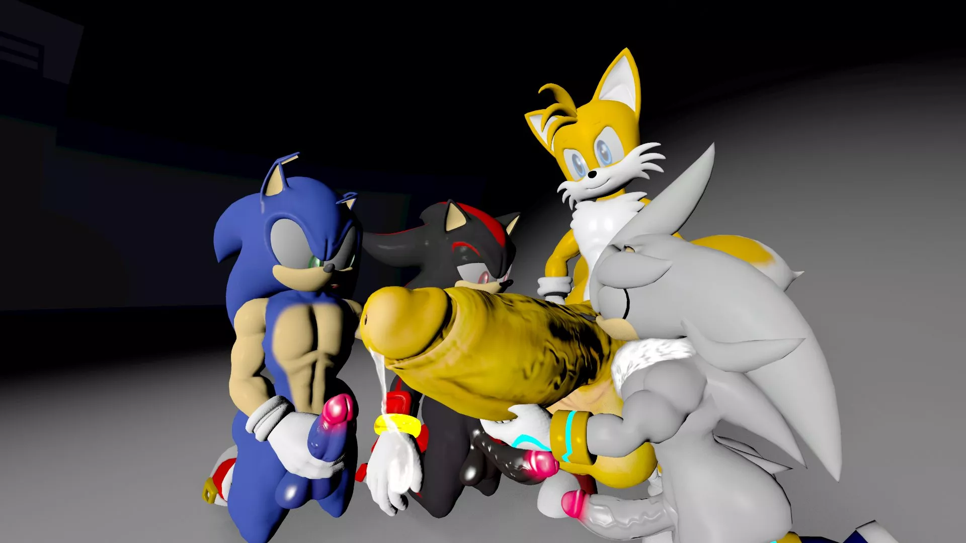 Hyper Tails worship. (Tails, Sonic, Shadow, Silver) [OC]