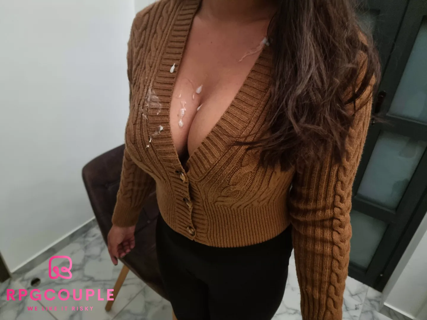 I am the girl with a lot of cum on tits