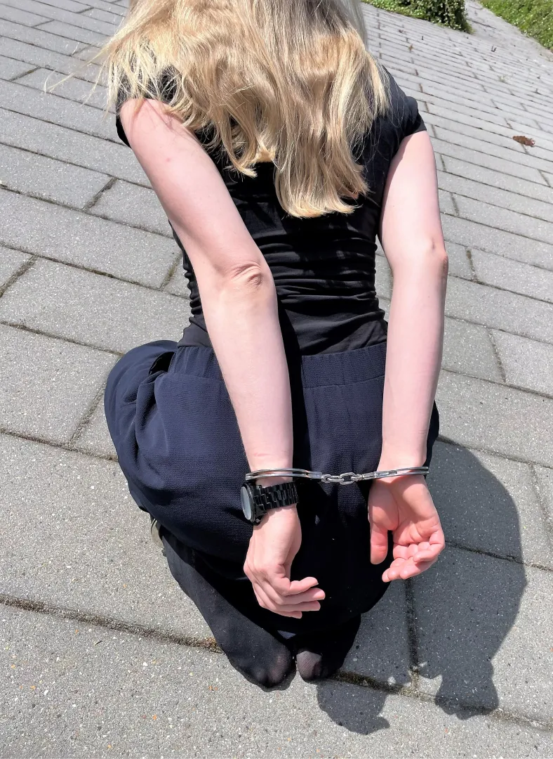 I cuffed myself outdoors