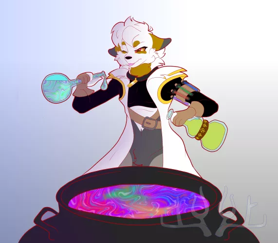I Drew Chise, the Science Furry who worked on the first Covid Vaccine, as an Alchemist! (OC)