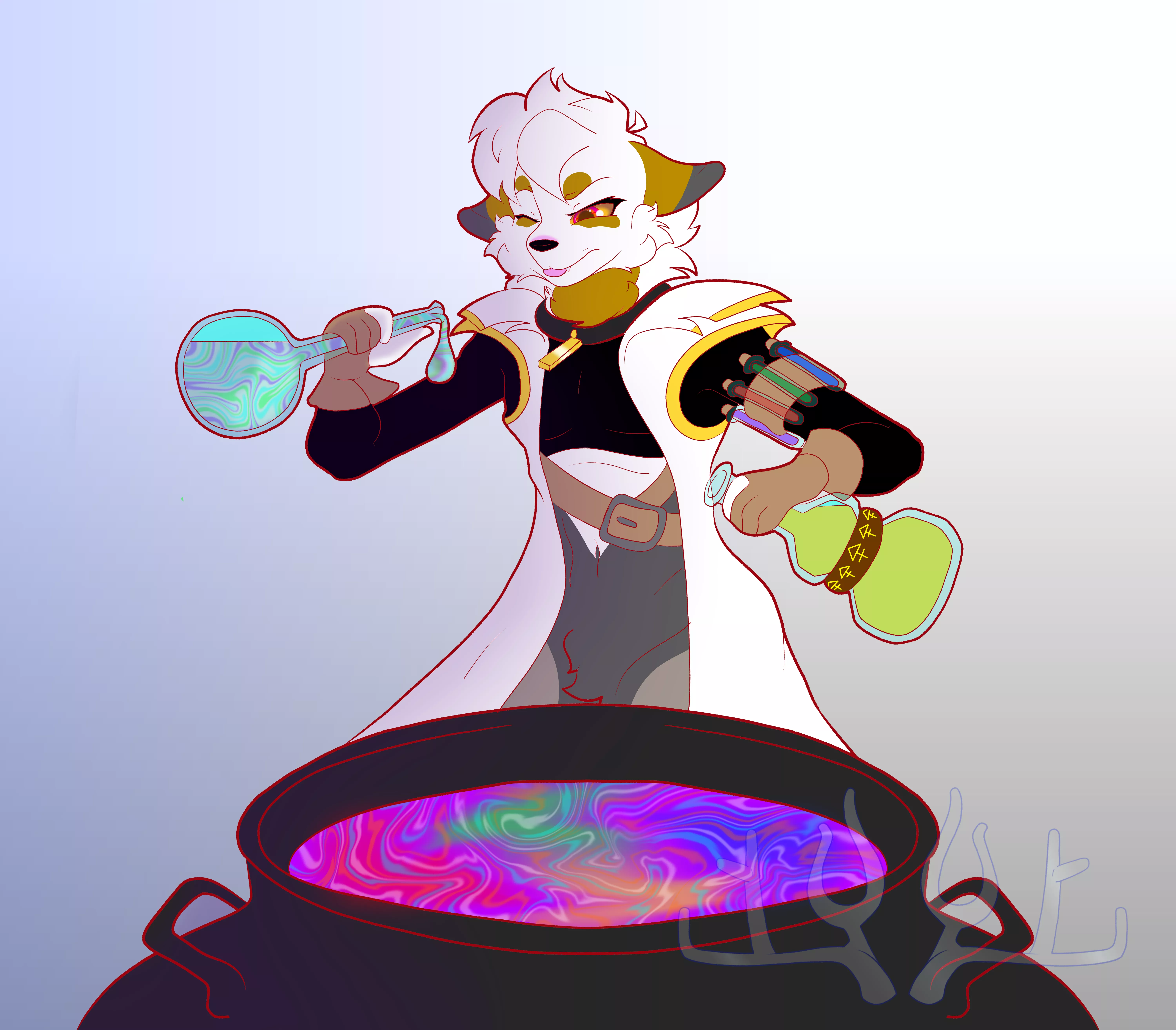 I Drew Chise, the Science Furry who worked on the first Covid Vaccine, as an Alchemist! (OC)