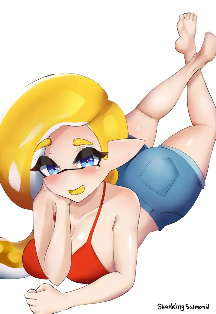 I drew this cute Inkling girl🦑💛