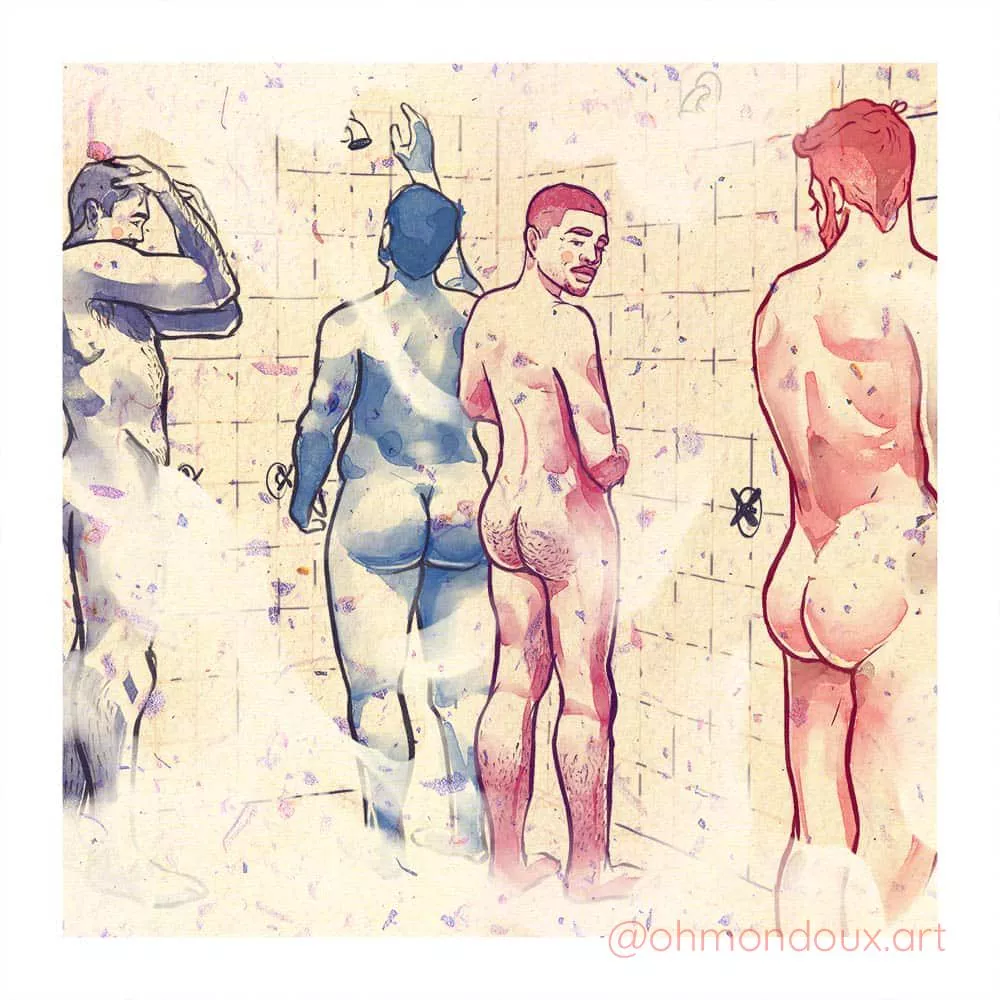 I drew this to represent my beloved rush feeling in public showers 🤭