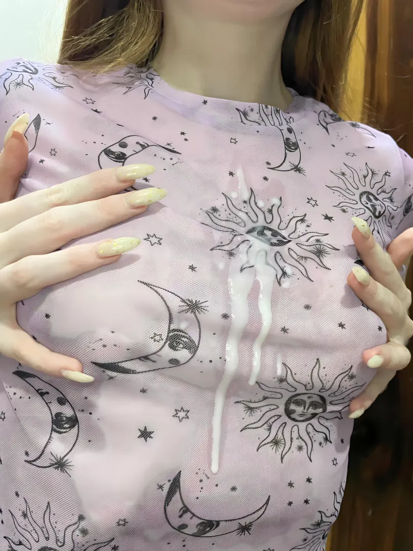 I get really horny again when you cum on my tits.