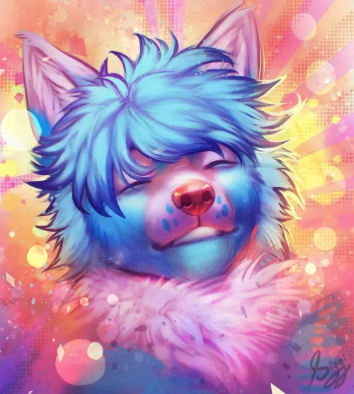 i got my fursona commissioned again (artist: siggimagenta)