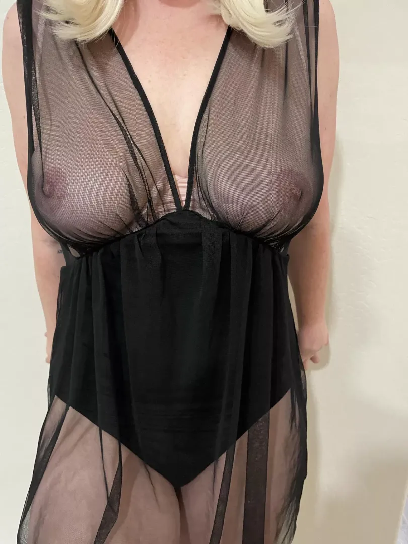 I hope you like seeing my hard nipples and thick thighs through the sheer fabric
