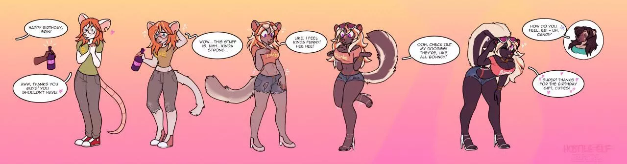 I know what I want for my birthday now~ (Hostile_elf) [Furry Bimbofication + Species Change]