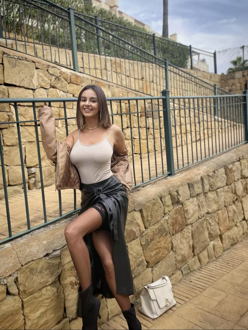 I like leather skirts with stockings