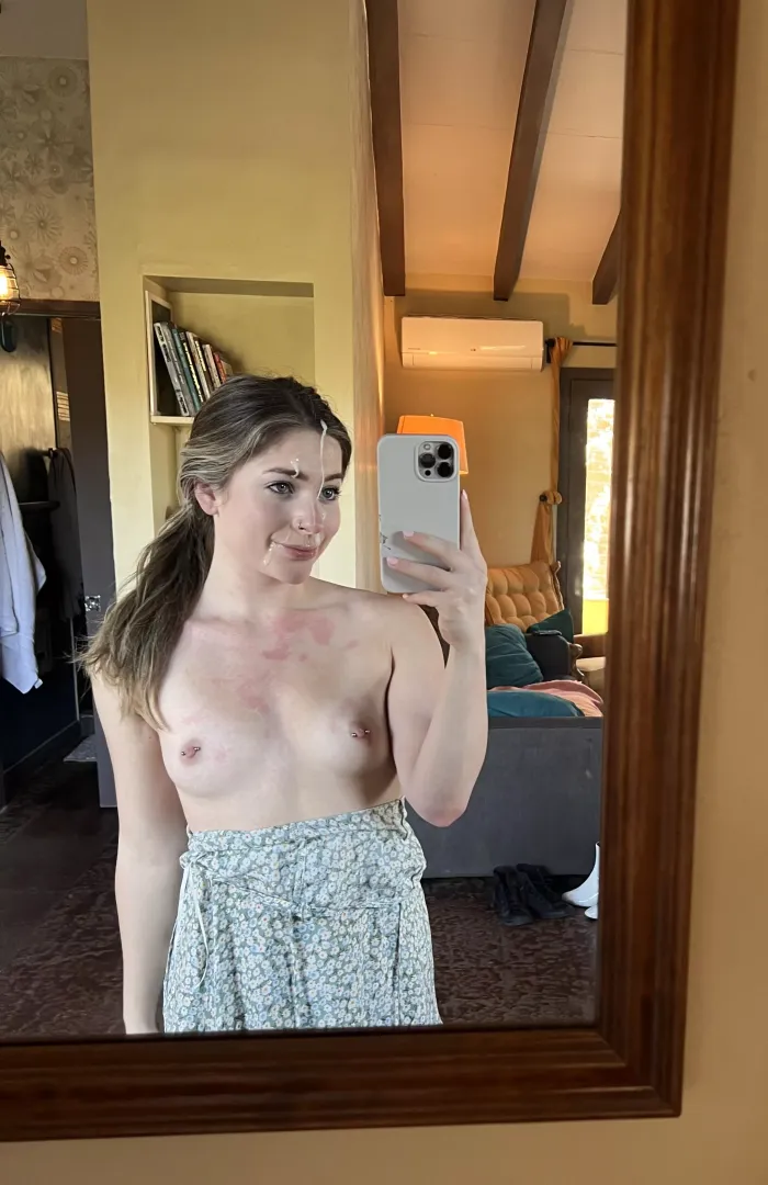 I looked too innocent in my dress so I made him cum on my face