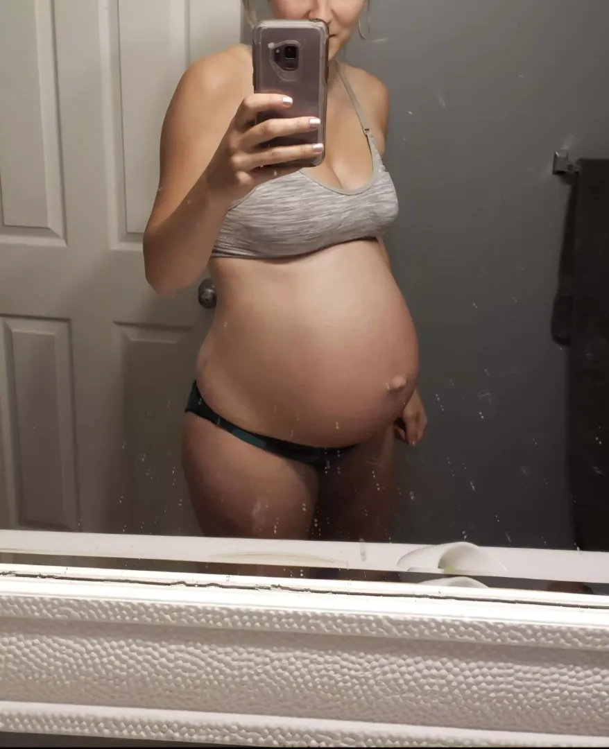 I love how my pregnant tits look in sports bras!