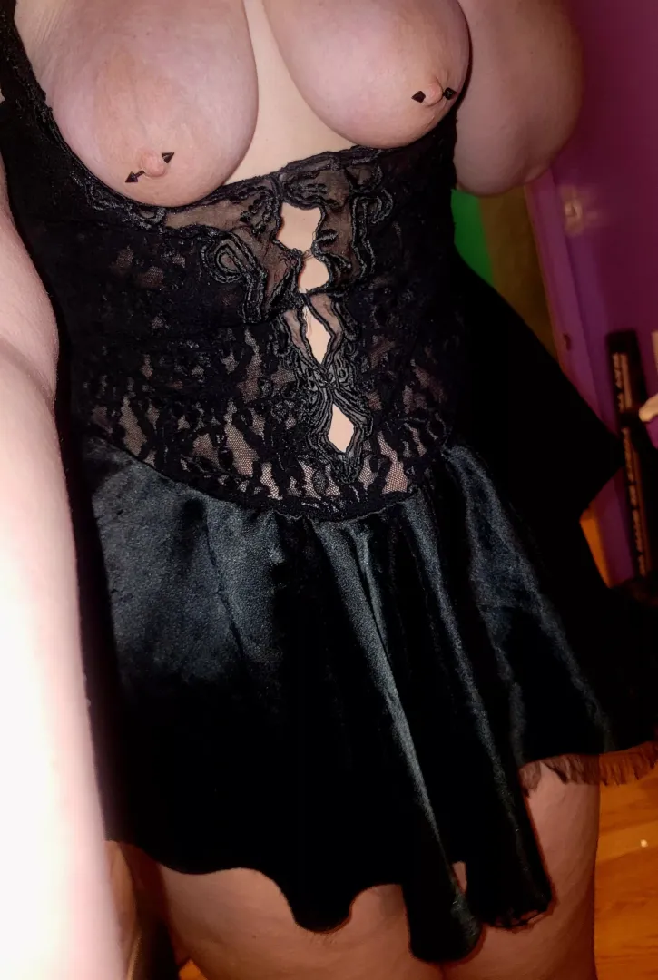 I love wearing lingerie that has easy access to my breasts