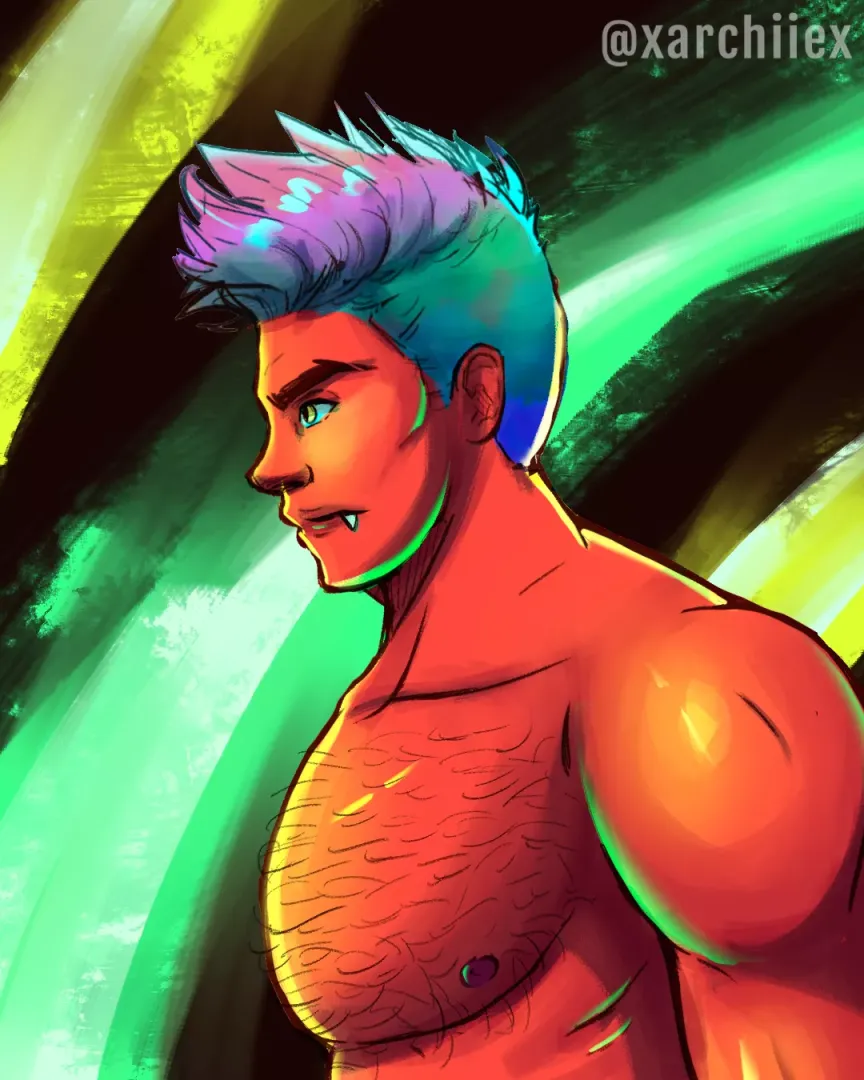 I played around and made this colorful sketch! I really just vomited a bunch of color without thinking much about it! xD [@xarchiiex] (Original Character)