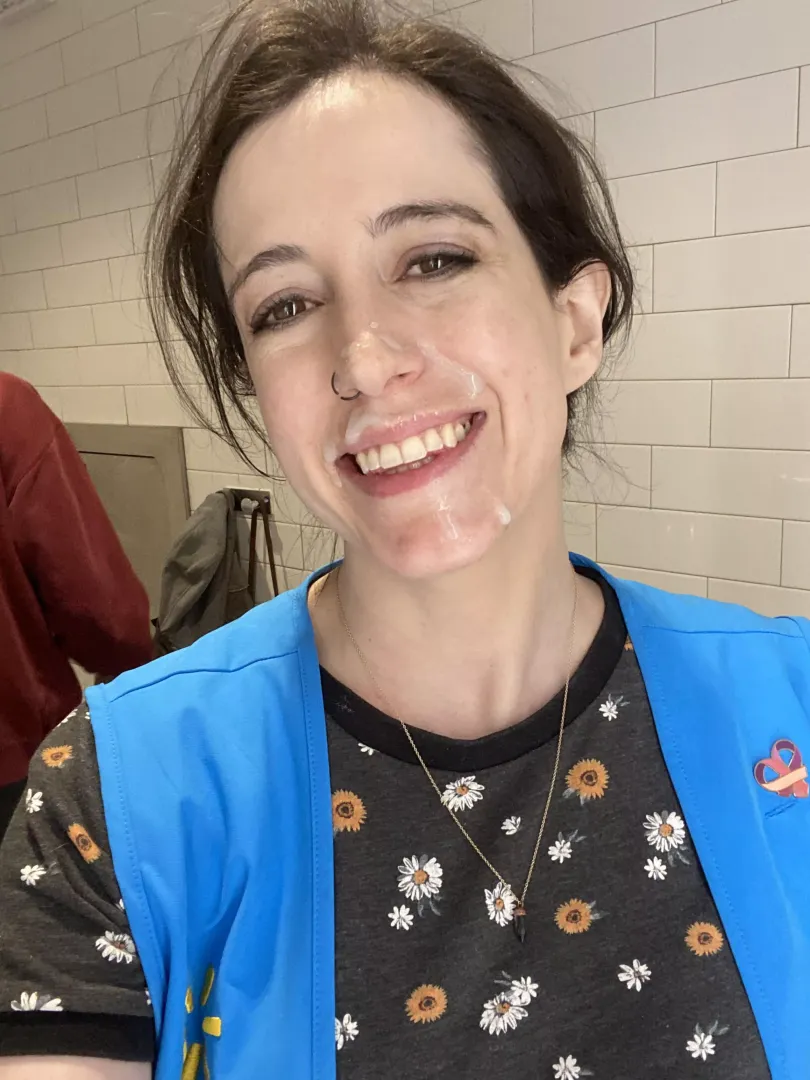 I ran into one of my coworkers with cum still on my face