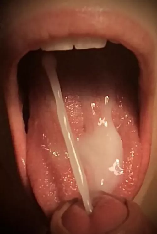 I really like this closeup of my mouth receiving cum