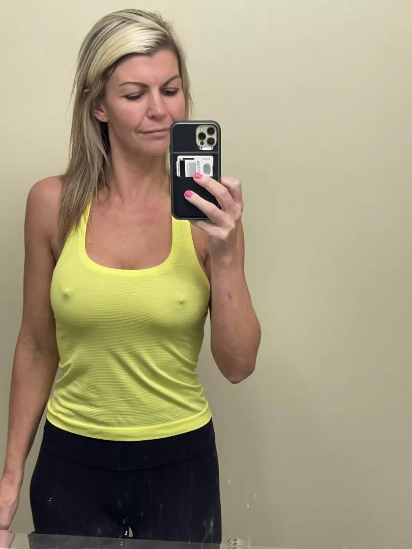 I think this top might be a little much for the gym…..would people mind a 38YO Milf wearing it?