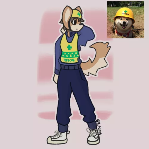 i turned safety shibe into an furry (against all his rage) (art by me)