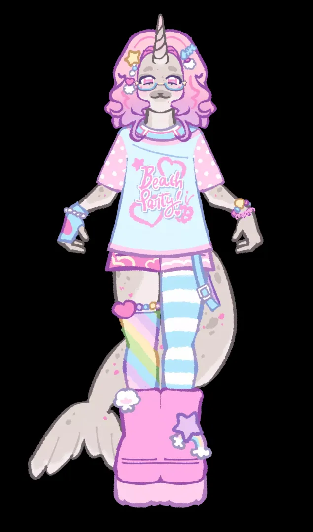 I wanna see seal or narwhal fursonas so here's mine! (Any pronouns) Their name is Shine