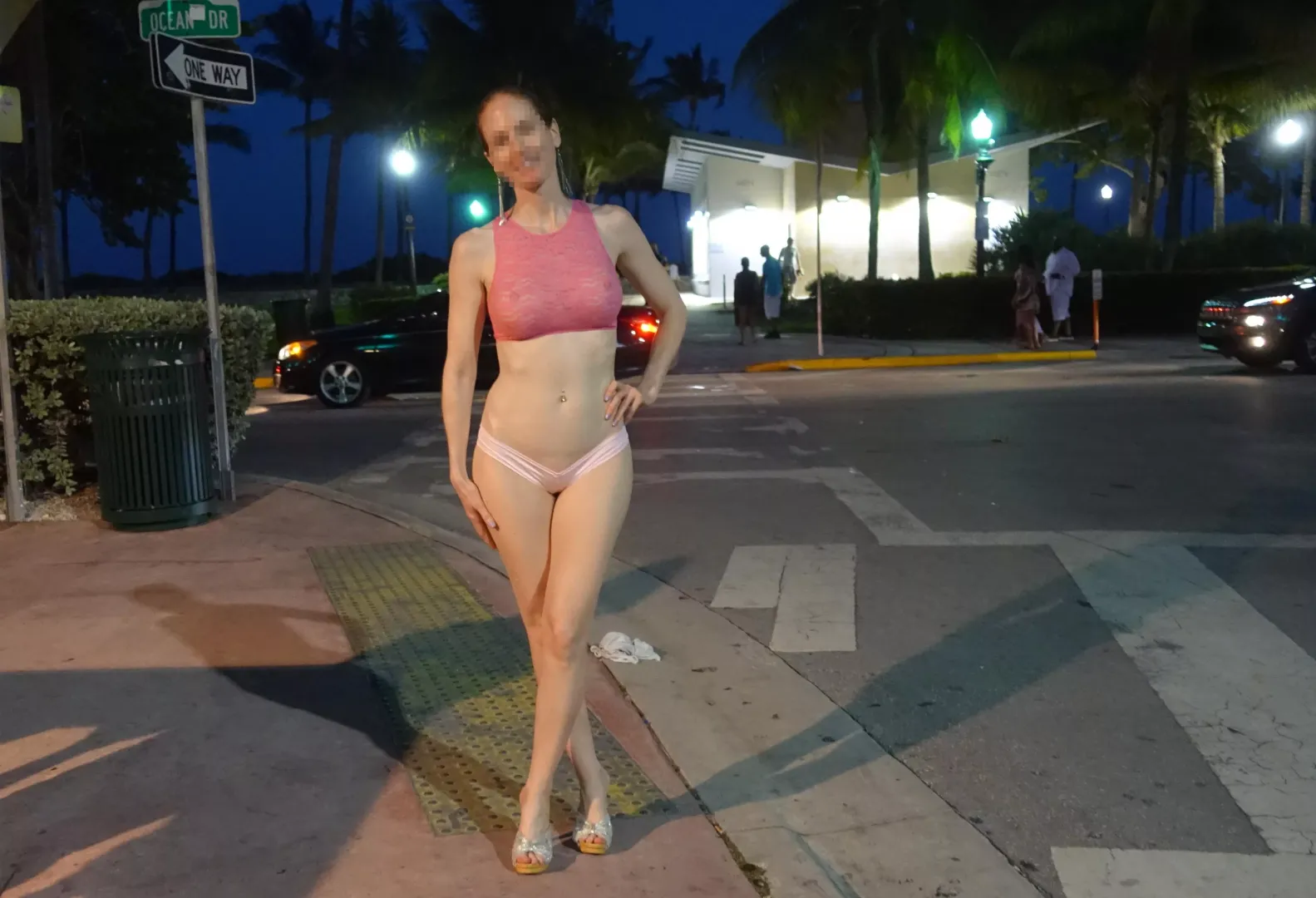 I went out in my sheer top, micro shorts and heels! 