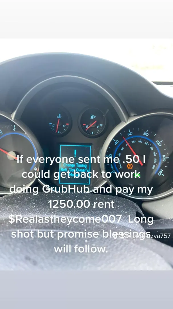 If anyone could help I’ll bless you with videos or photos need to pay rent and do GrubHub but my car is overheating and timing belt broke $Realastheycome007
