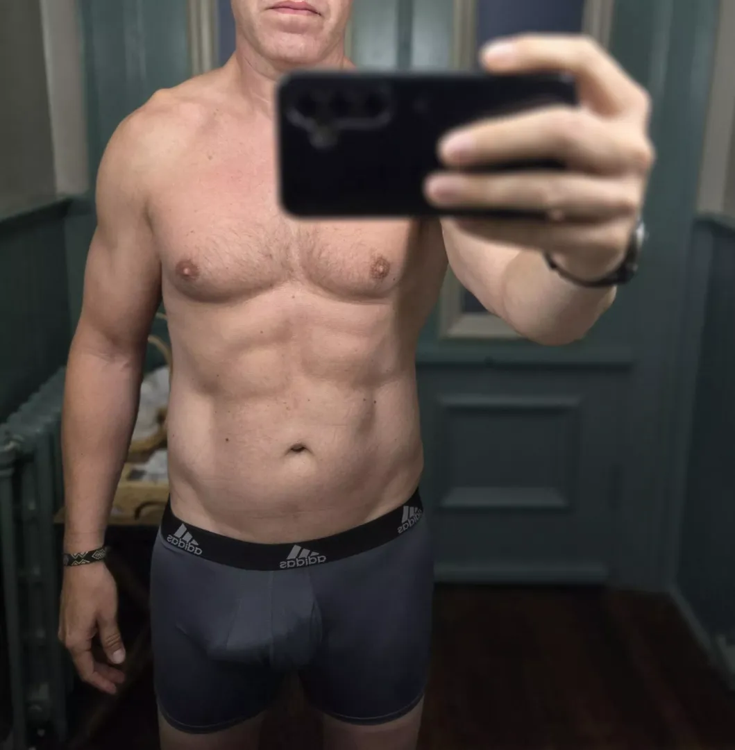 If your husband was walking around the house like this would you tell him to put clothes on or take them off [48]