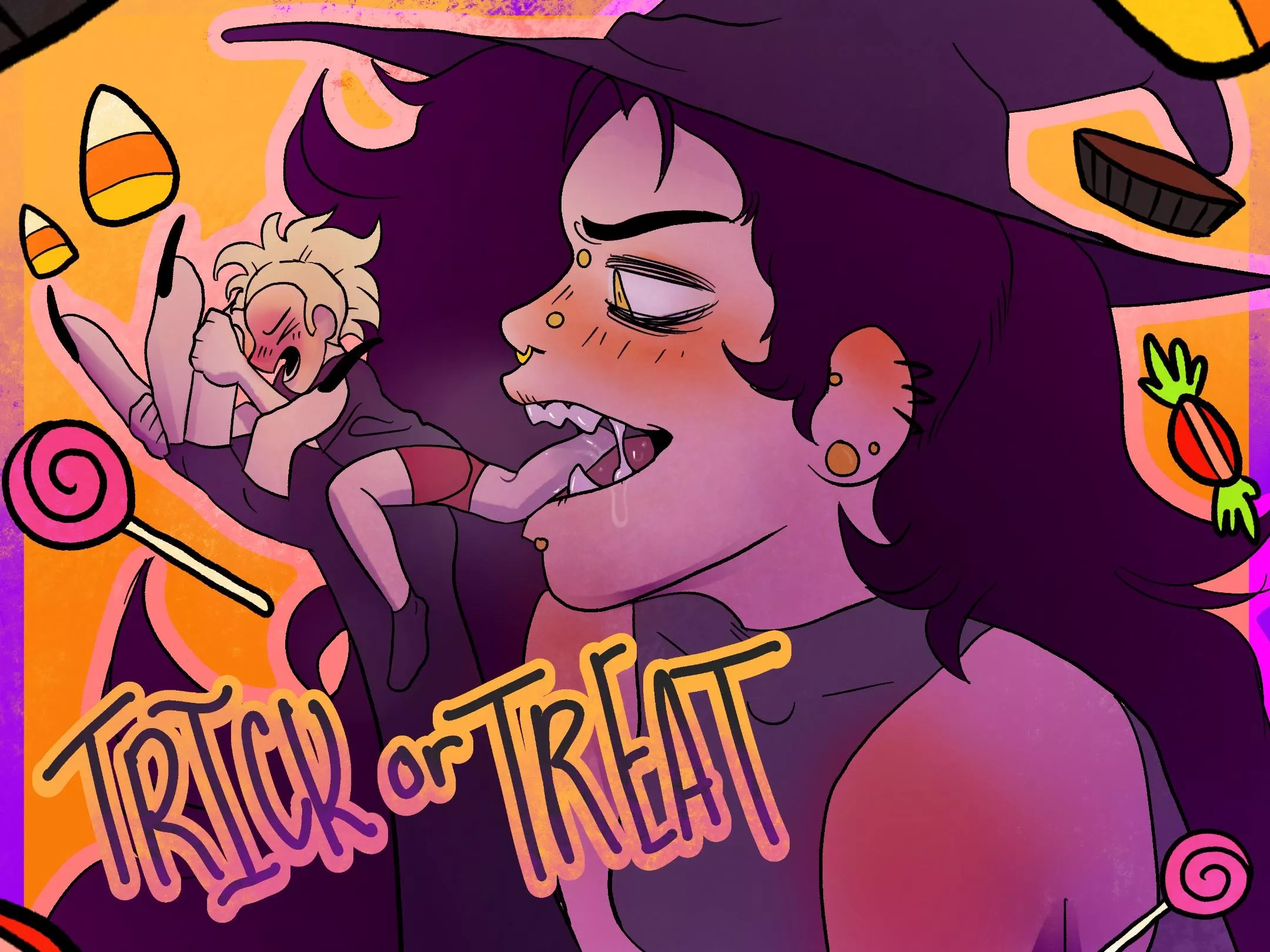 {image} Giant/Tiny Trick or Treat! 😋 Art done by NoctemNSFW (me 💕)