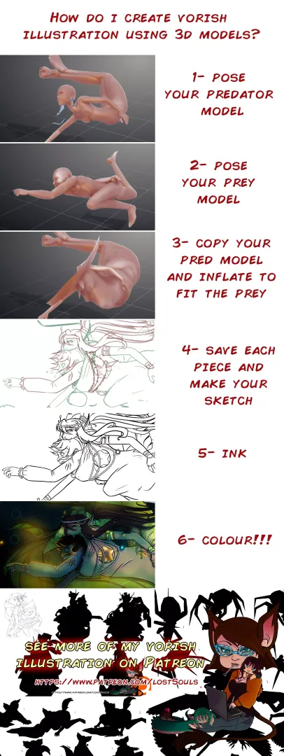 {image} very quick montage on how I make vorish illustration using 3d