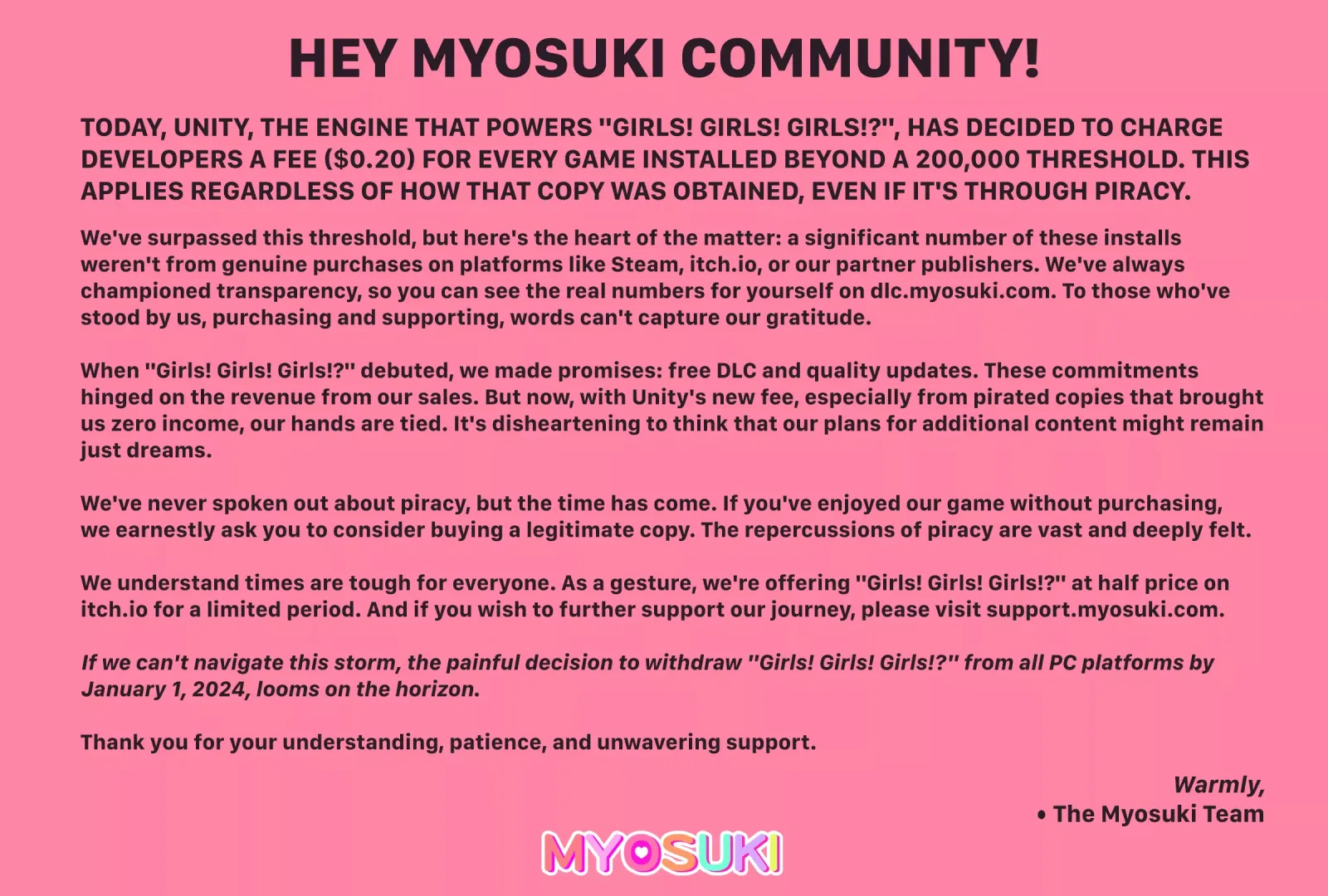 Important Announcement from Myosuki