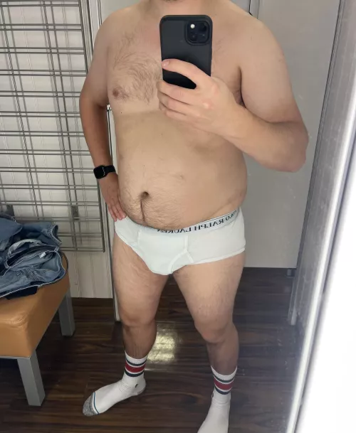 In my briefs in a dressing room!