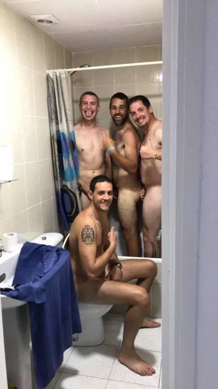 In the bathroom together