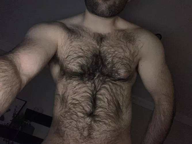 In the dark + flash 📸 seems to accentuate my hairy body. It’s not too much?