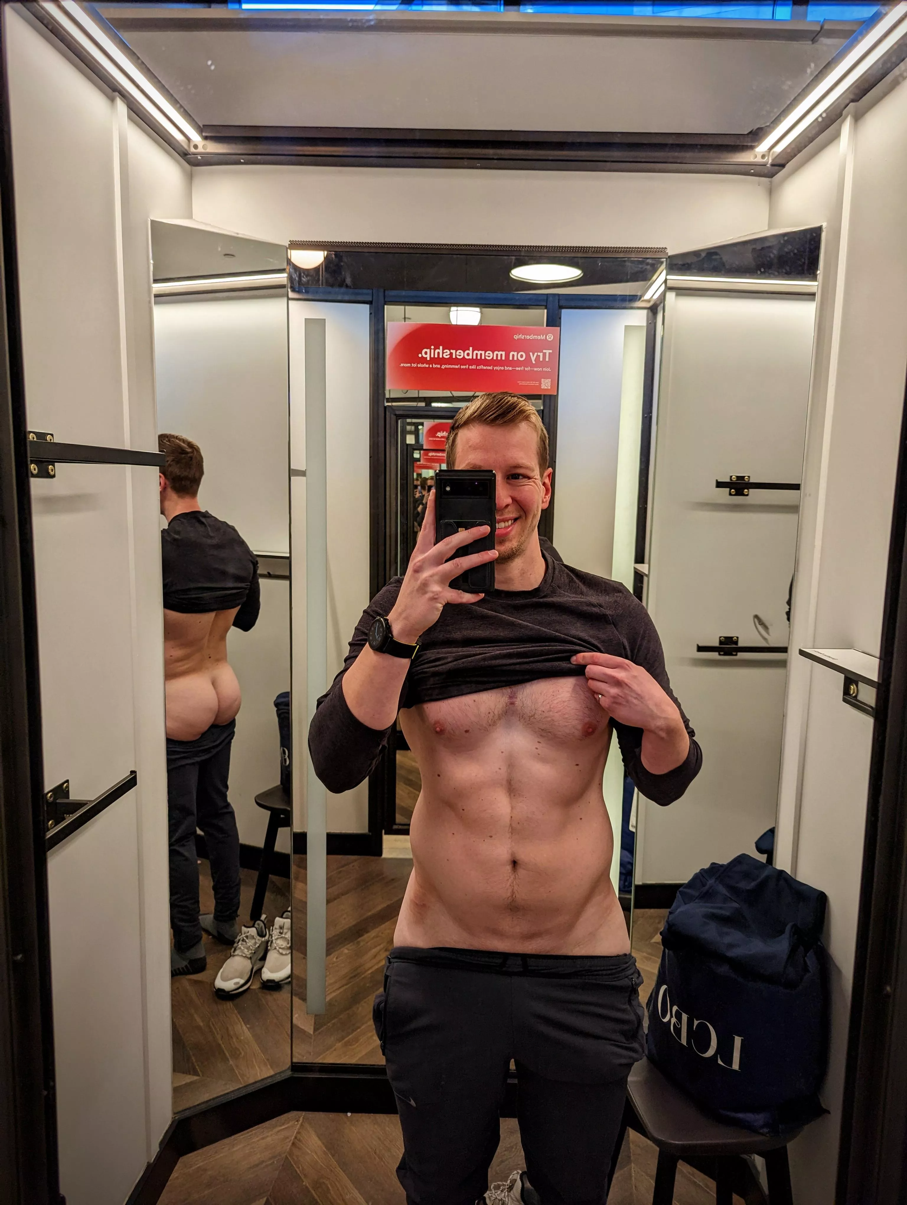 In the fitting room - how do you like my outfit?