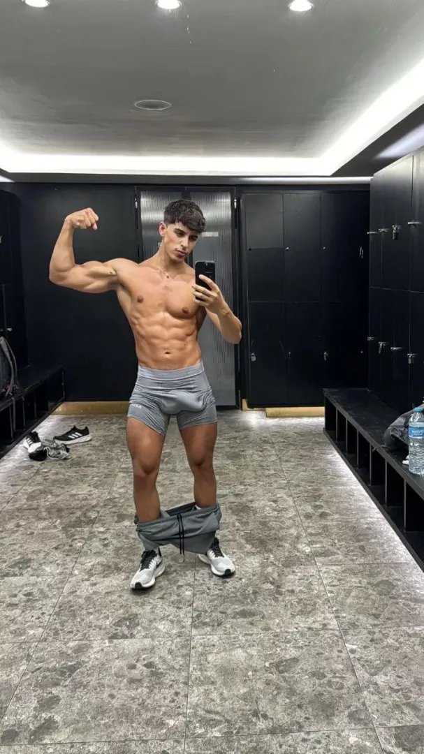 In the gym locker room