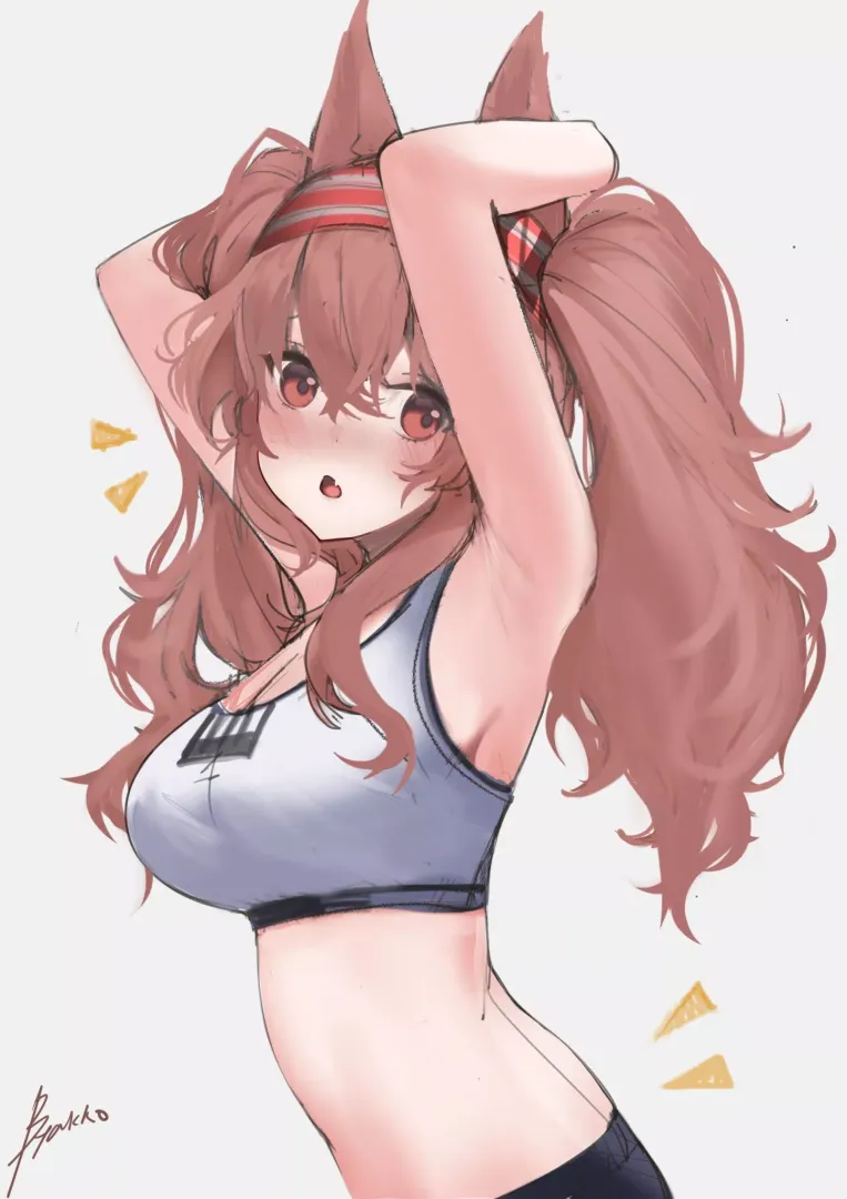In the middle of her training 
