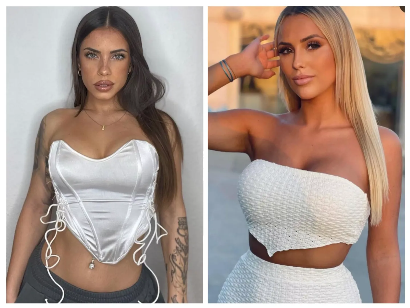 In white