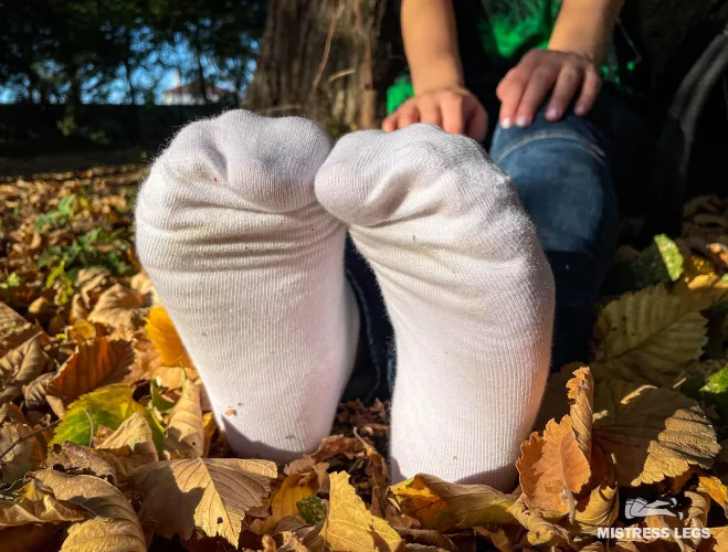 In white socks outdoor