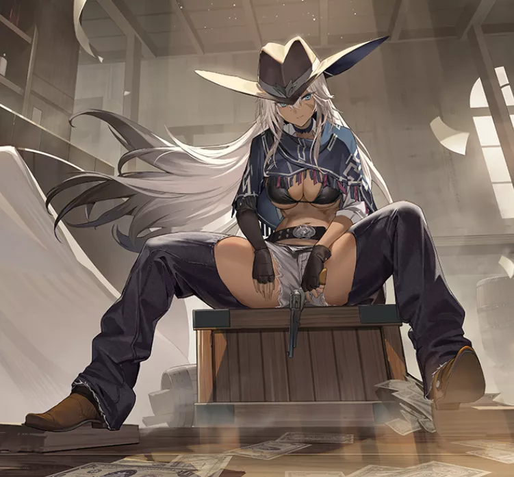Indiana Wild West outfit showcasing inner thighs [Azur Lane]