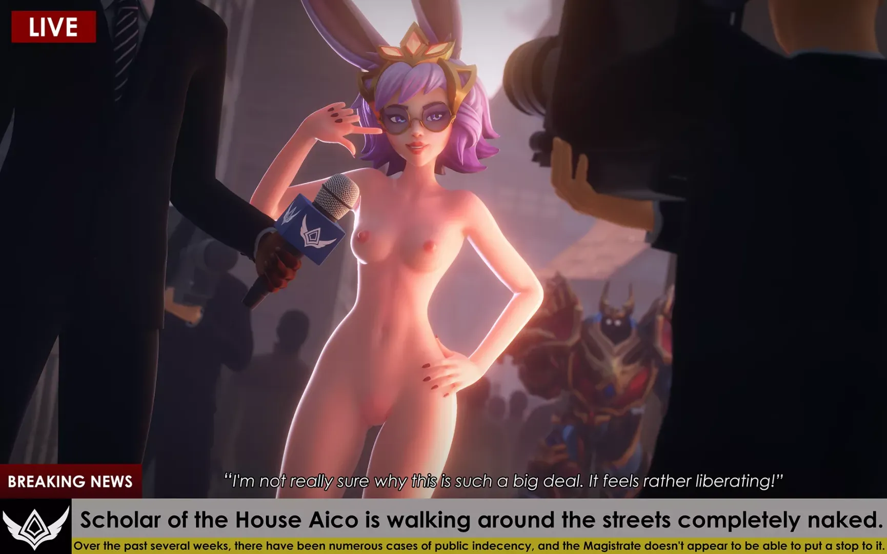 Interviewing Rei from house Aico, about the recent public nudity in the realm (Jineisho)