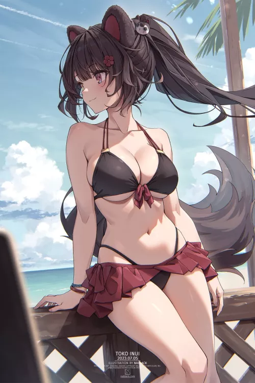 Inui Toko feels the seabreeze