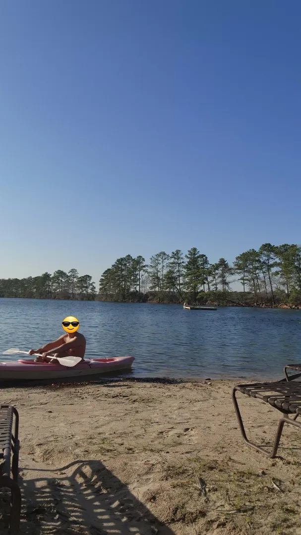 It felt so good kayaking nude today at Emerald Lake Nudist Resort.