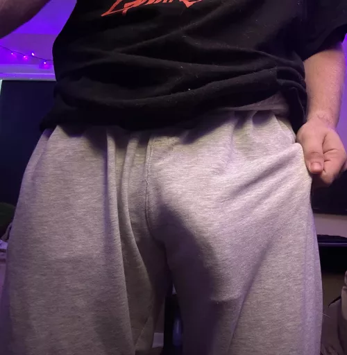 it swings so much in these baggy grey sweats when its soft